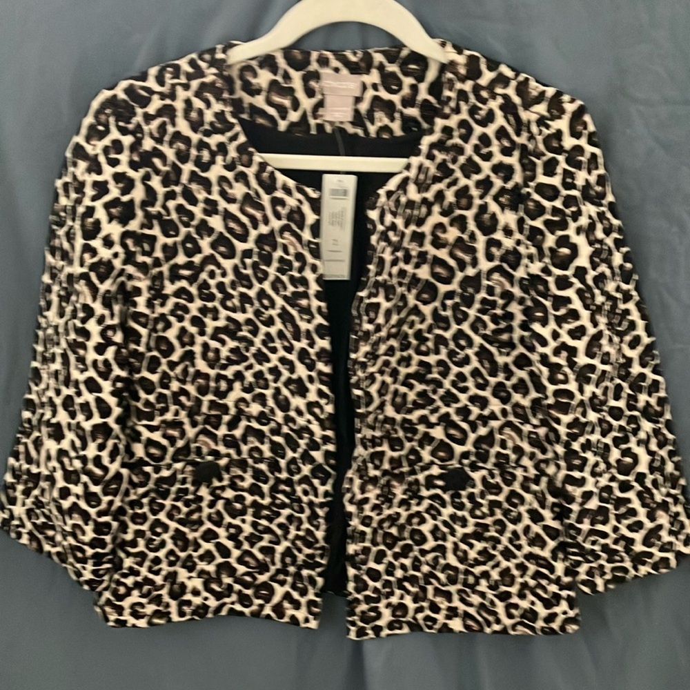 Chico’s: Modern Jacquard Animal (cheetah) Print Jacket/Blazer: 1 (US Size 8/10)